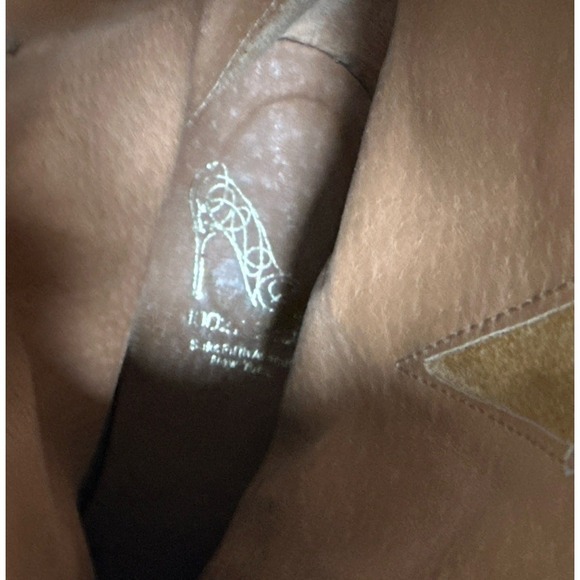 Saks Fifth Avenue Italy 10022 Honey Brown Suede Ankle Engineer Boots Womens 39.5 - Picture 10 of 14